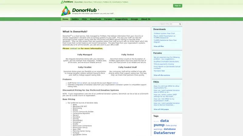 Homepage of TntWare DonorHub