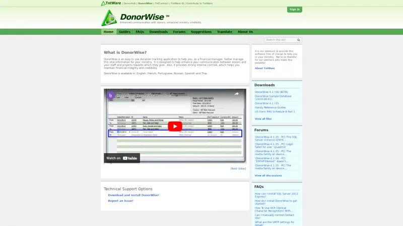 Homepage of TntWare DonorWise