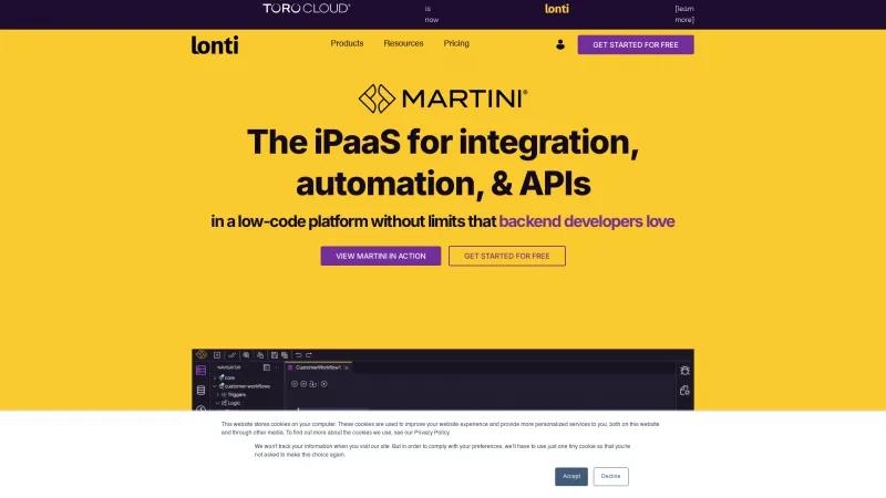 Homepage of Martini