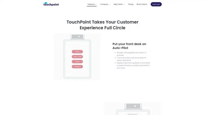 Homepage of TouchPoint Kiosk