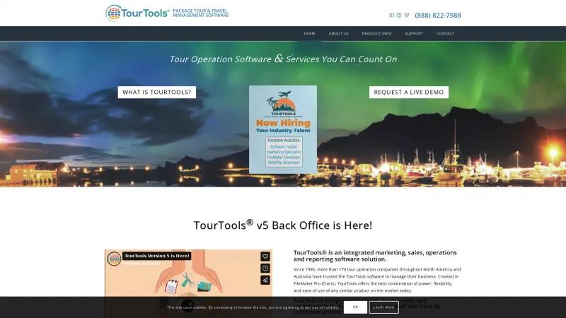 Homepage of TourTools