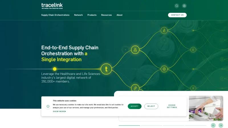 Homepage of TraceLink