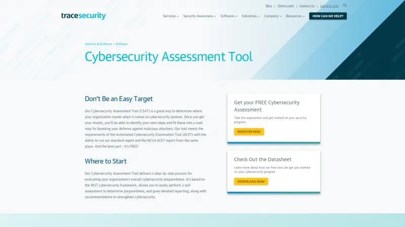 Homepage of TraceSecurity