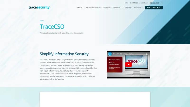 Homepage of TraceCSO