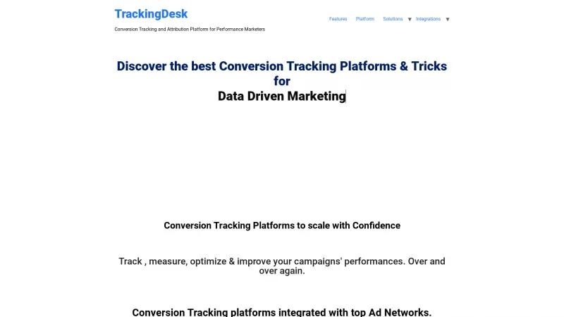 Homepage of TrackingDesk