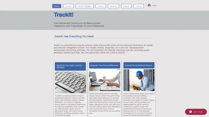 Homepage of TrackIt!