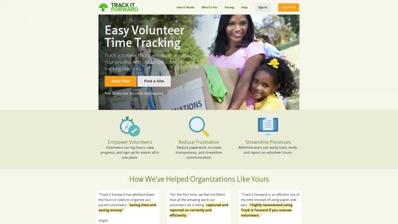 Homepage of Track it Forward