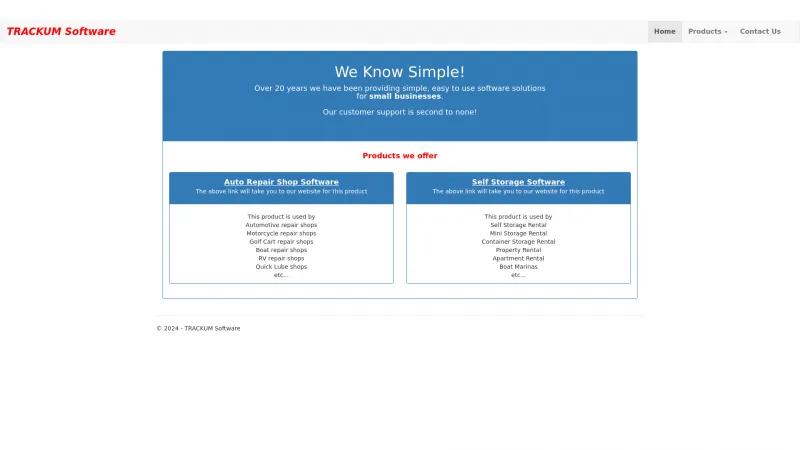 Homepage of Trackum Repair Manager