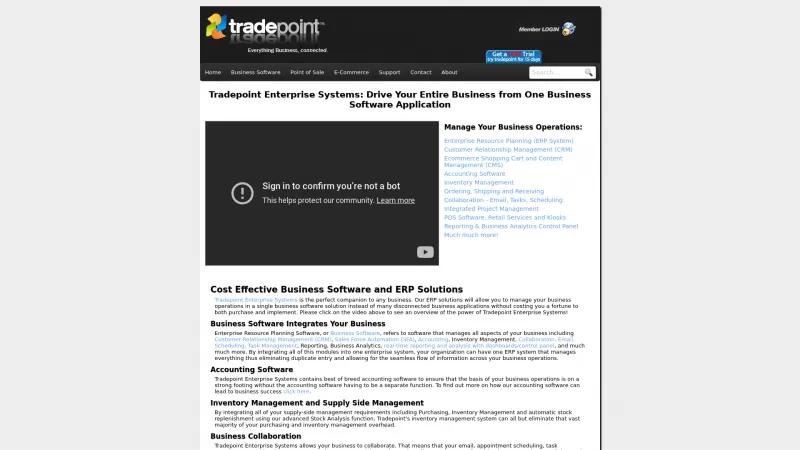 Homepage of Tradepoint Ecommerce