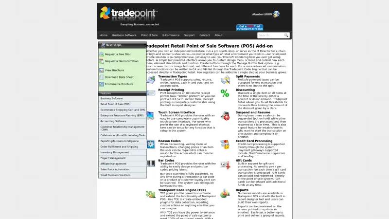 Homepage of Tradepoint POS