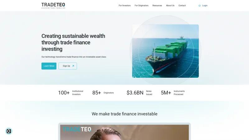 Homepage of Tradeteq