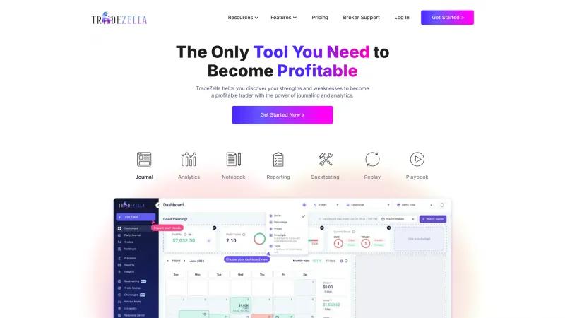 Homepage of TradeZella