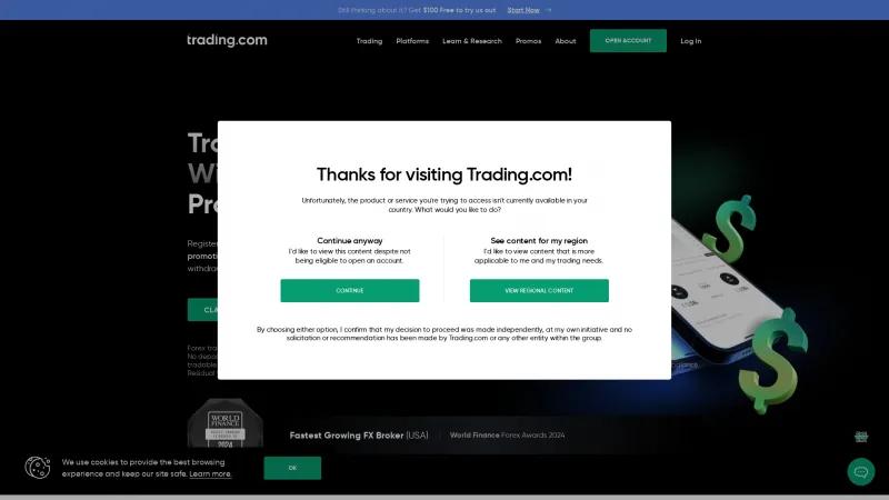 Homepage of Trading.com