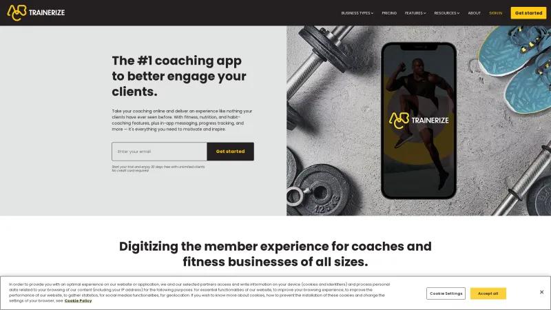 Homepage of Trainerize