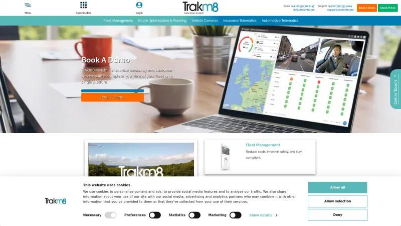 Homepage of Trakm8