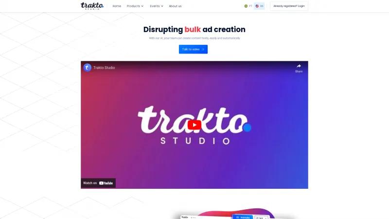 Homepage of Trakto