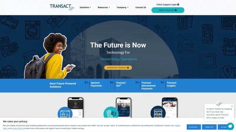 Homepage of Transact