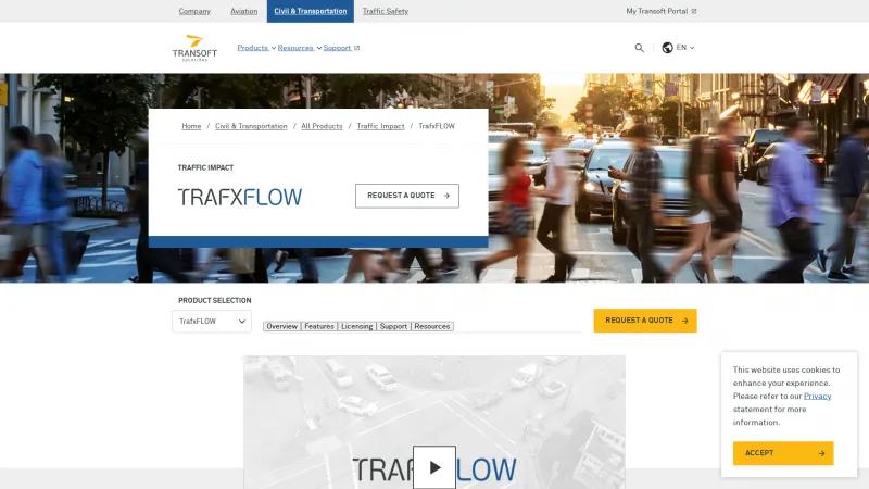 Homepage of TrafxFLOW