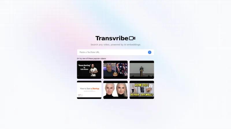 Homepage of Transvribe