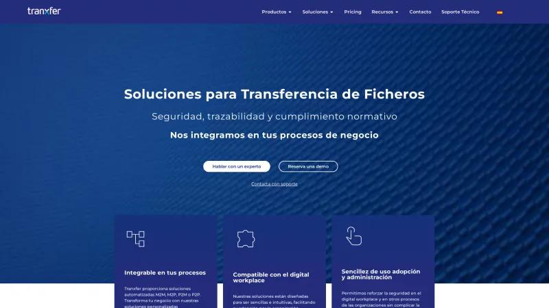 Homepage of Tranxfer