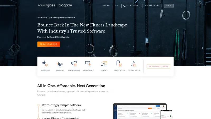 Homepage of Traqade