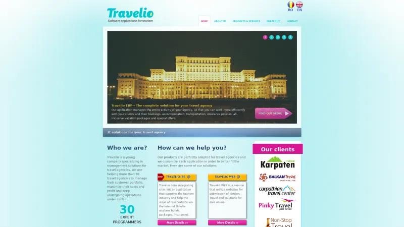 Homepage of Travelio