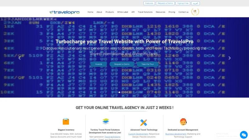 Homepage of TraveloPro