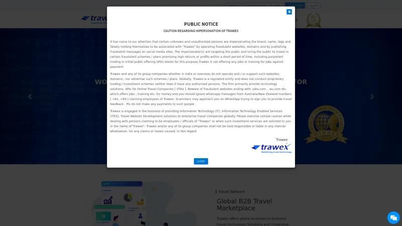 Homepage of Trawex Cloud Suite