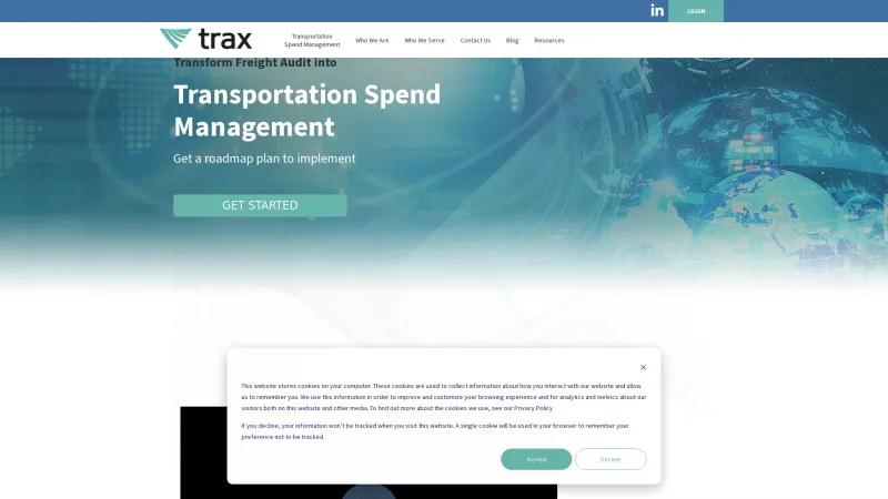 Homepage of Trax