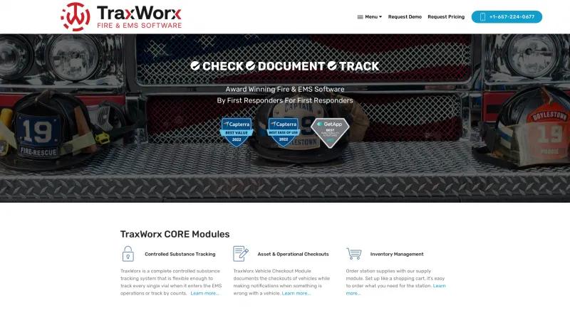 Homepage of TraxWorx