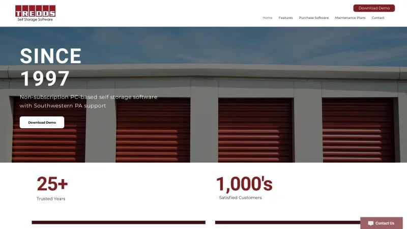 Homepage of Tredds Self Storage Software