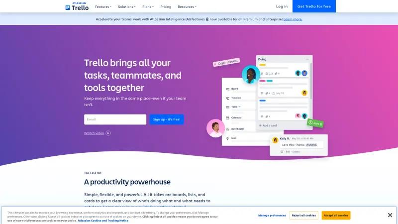 Homepage of Trello