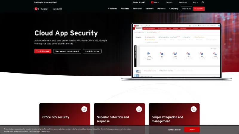 Homepage of Trend Micro Cloud App Security