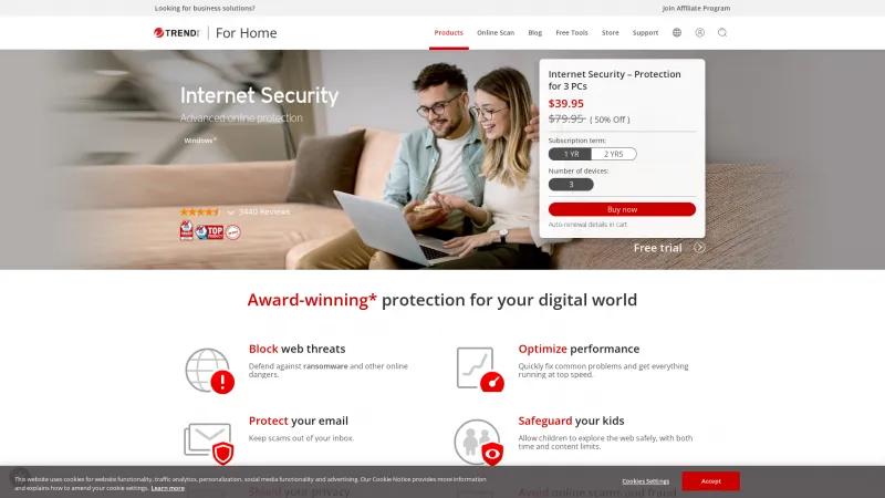 Homepage of Trend Micro Internet Security