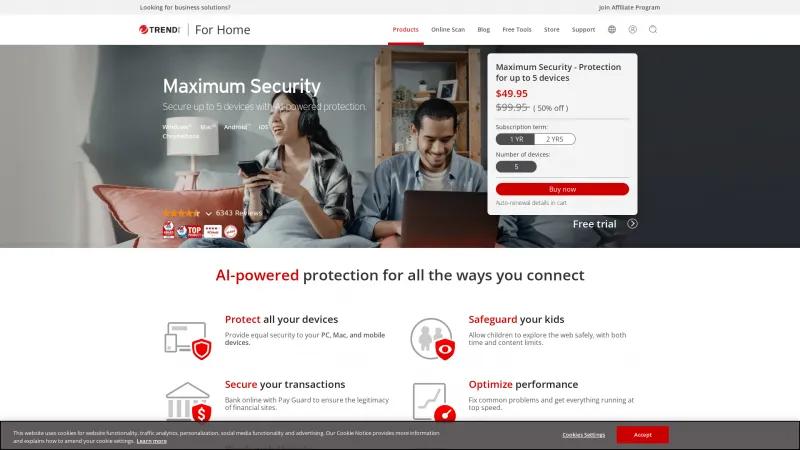 Homepage of Trend Micro Maximum Security