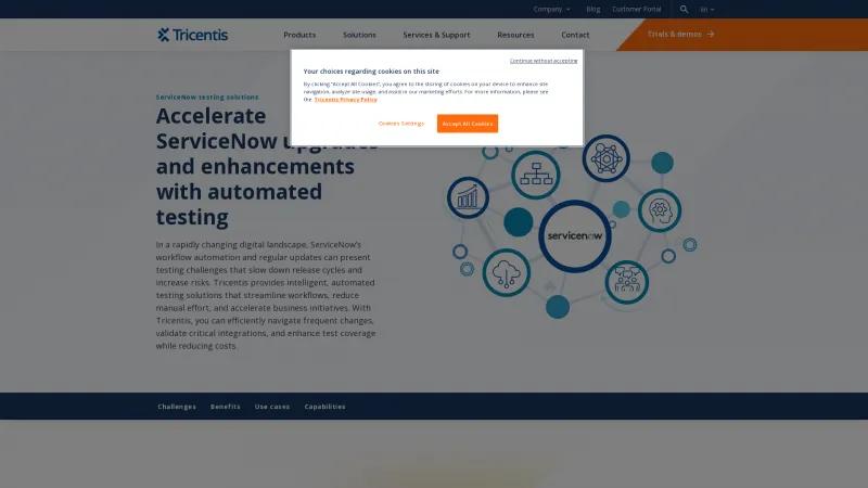 Homepage of Tricentis Test Automation