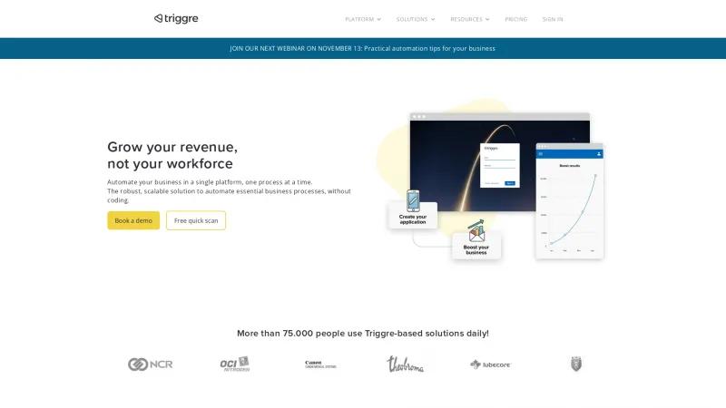 Homepage of Triggre