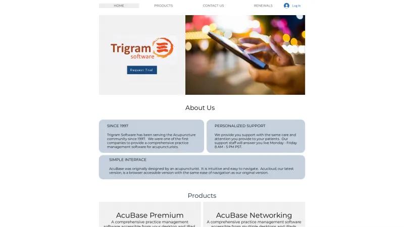 Homepage of Trigram AcuBase