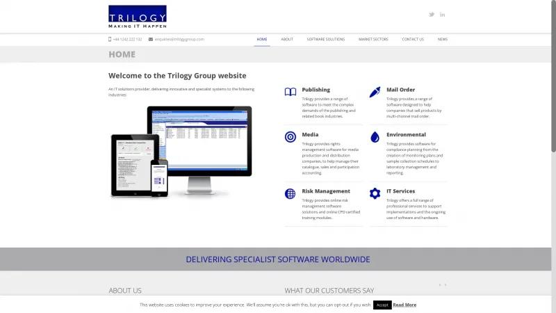 Homepage of Trilogy Publishing Manager