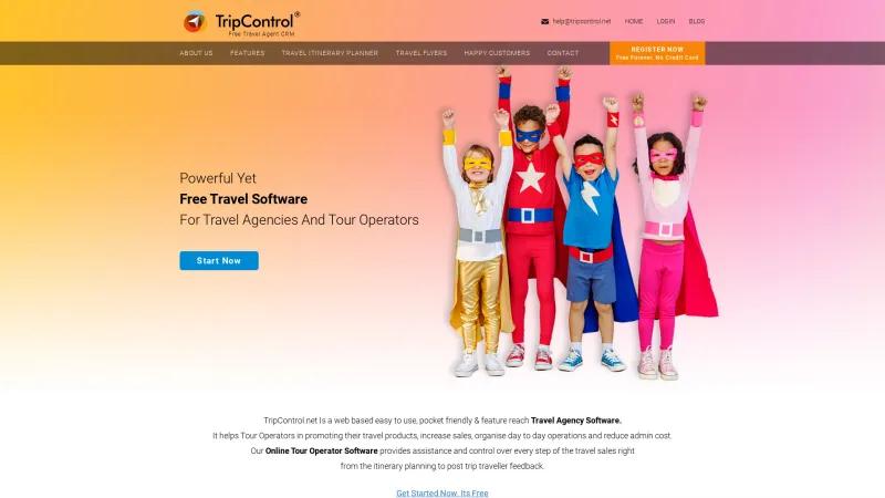 Homepage of TripControl