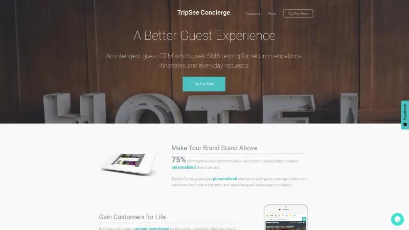 Homepage of Tripsee Concierge