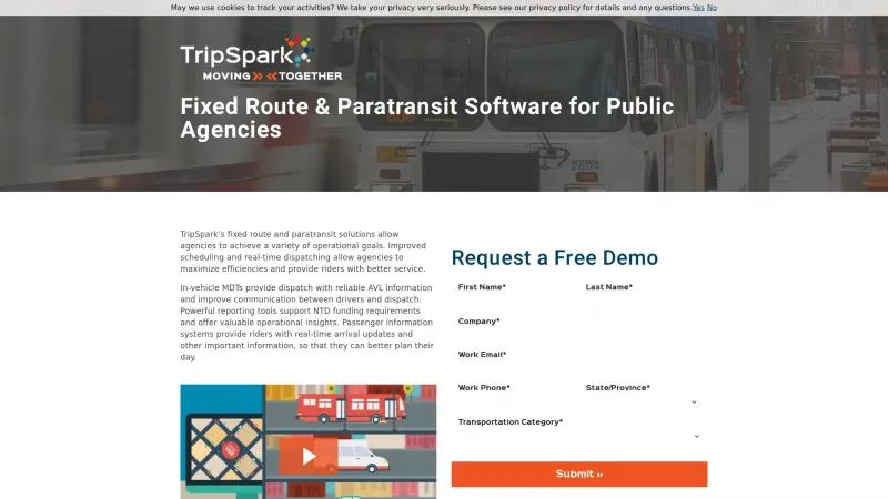 Homepage of TripSpark Fixed Route & Paratransit