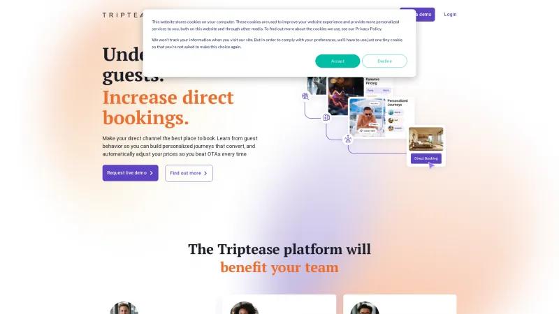 Homepage of Triptease