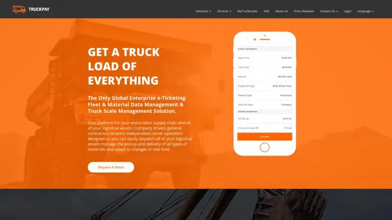 Homepage of TruckPay