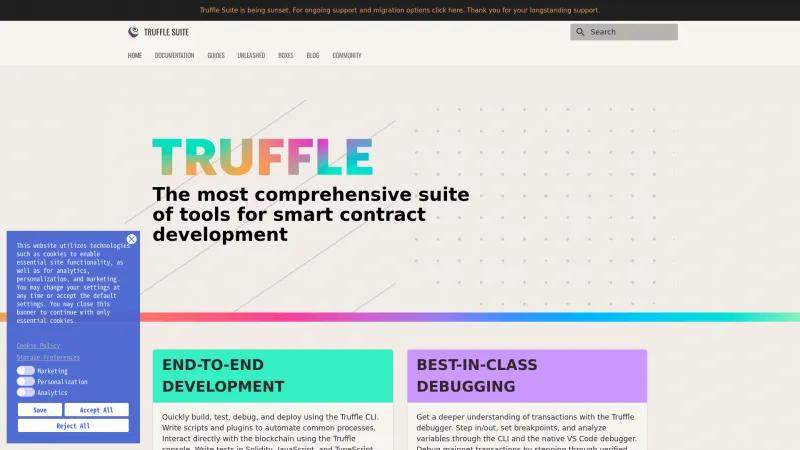 Homepage of Truffle