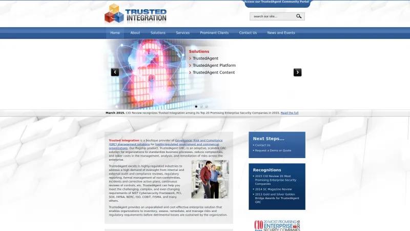 Homepage of TrustedAgent GRC