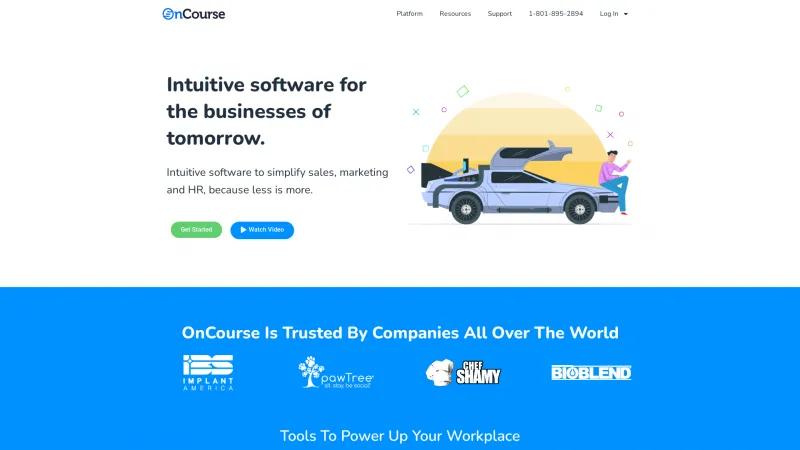 Homepage of OnCourse CRM