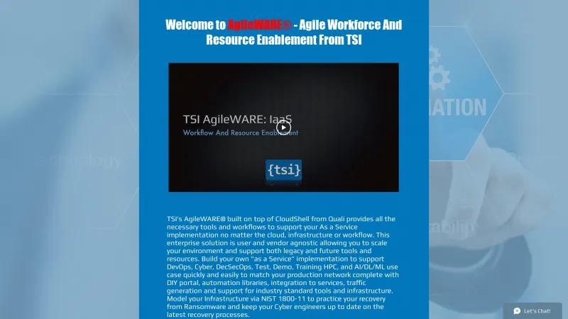 Homepage of AgileWARE