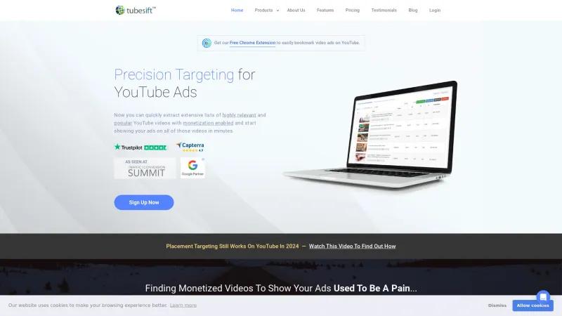 Homepage of TubeSift