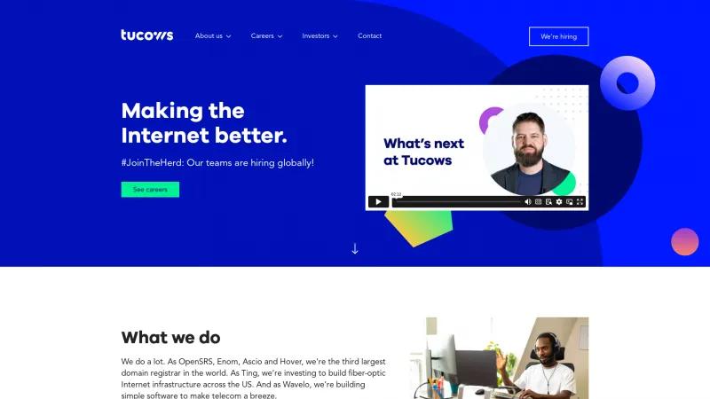 Homepage of Tucows